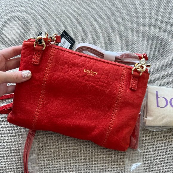 BOTKIER Salmon Leather Zip Crossbody LOGAN Organizer Wristlet Bag - Brand New - Picture 1 of 8